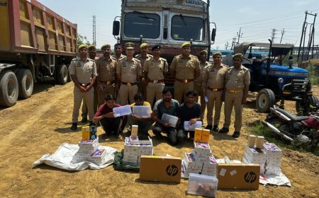 मथुरा में अंतरराज्यीय ट्रक चोर गिरोह का भंडाफोड़, 4 गिरफ्तार; 90 लाख के इलेक्ट्रॉनिक्स सामान सहित ट्रक बरामद