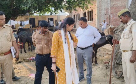बकरीद पर्व को लेकर उपजिलाधिकारी अनिल कुमार सरोज एस डी एम न्यायिक आकांक्षा गुप्ता, तहसीलदार बालेन्दु भूषण वर्मा आदि के साथ कस्बा इचौली में कुर्बानी स्थलों आदि का निरीक्षण किया