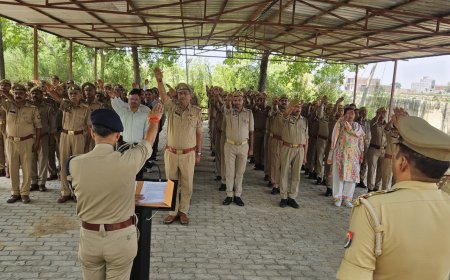 विश्व तम्बाकू निषेध दिवस पर पुलिस लाइन, पुलिस कार्यालय, समस्त थानों एवं चौकियों में तम्बाकू सेवन एवं धूम्रपान न करने की दिलाई गई शपथ