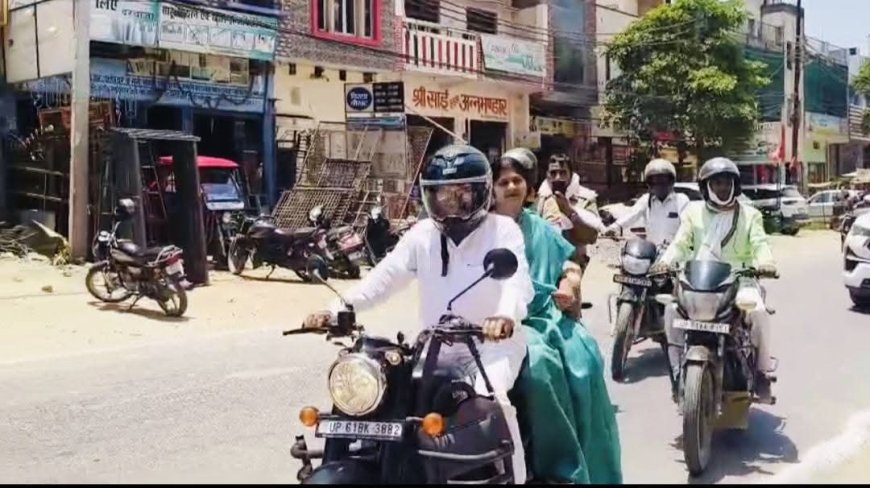 दो दिवसीय प्रशिक्षण मे राज्य सभा सांसद डॉ संगीता बलवंत  चिलचिलाती धूप मे बाइक से पहुंची प्रशिक्षण स्थल