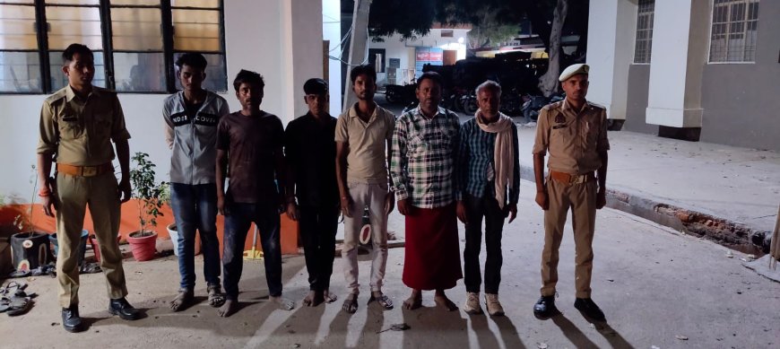 थाना पहाड़ी पुलिस टीम द्वारा 06 जुआरियों को जुआ खेलते हुए गिरफ्तार किया गया
