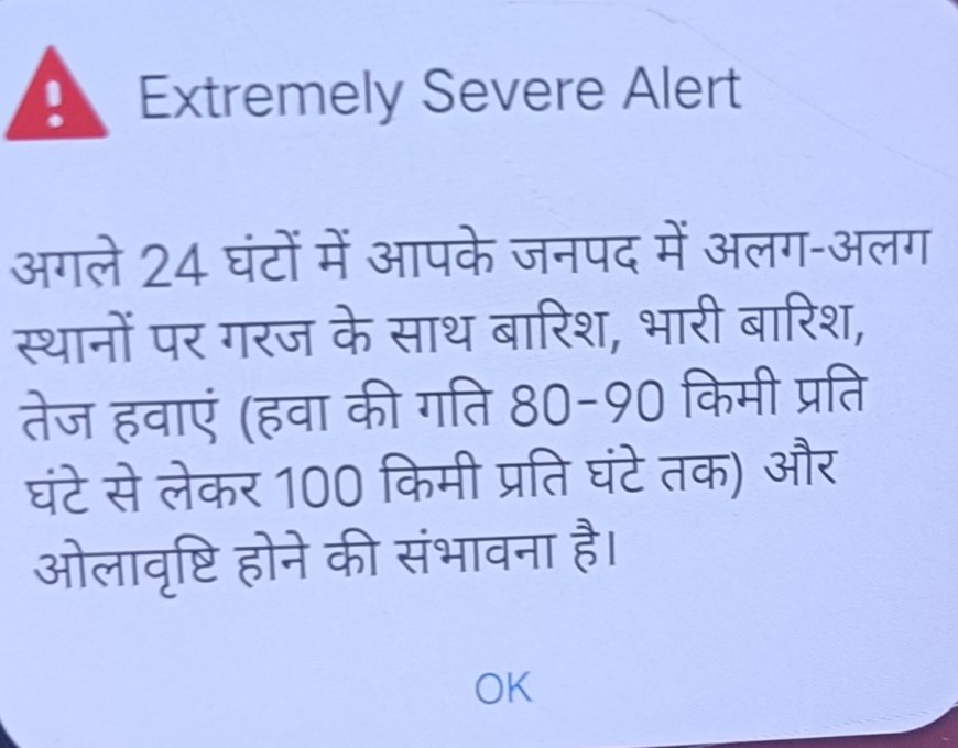 गोरखपुर में एक्सट्रीमली सीवियर अलर्ट, अगले 24 घंटे भारी बारिश और 100 KM/H तक तेज हवाओं की चेतावनी