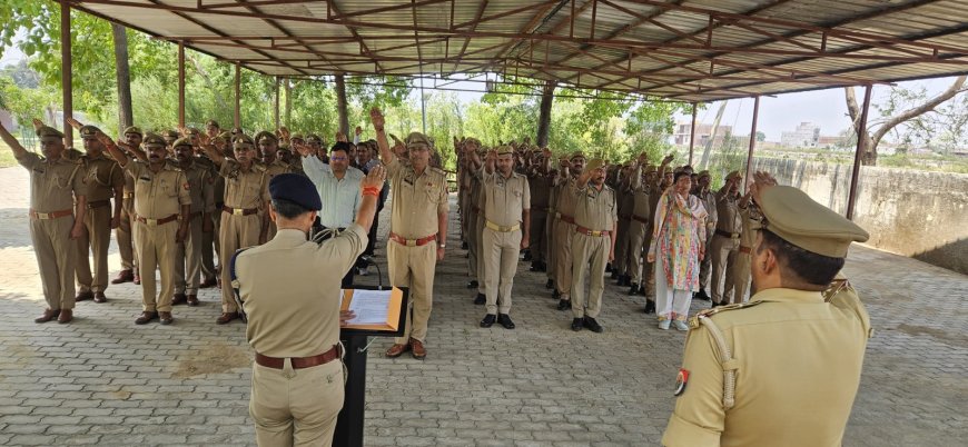 विश्व तम्बाकू निषेध दिवस पर पुलिस लाइन, पुलिस कार्यालय, समस्त थानों एवं चौकियों में तम्बाकू सेवन एवं धूम्रपान न करने की दिलाई गई शपथ