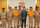 क्षेत्राधिकारी ओबरा अमित कुमार एवं क्षेत्राधिकारी घोरावल राहुल पाण्डेय को पुलिस लाइन चुर्क में दी गई भावभीनी विदाई
