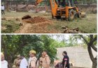 मीरापुर पटटी गांव में हिन्दू मरघट की जमीन से अस्थाई अतिक्रमण हटवाया गया