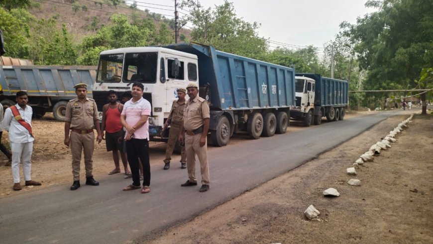 बिना एमएम-11 के खनिज परिवहन पर कार्रवाई, तीन ट्रक पकड़े गए