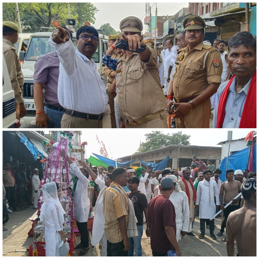सिरौलीगौसपुर क्षेत्र के ताजिया काफी भीड भाड के साथ शहिदाने कर्बला की ओर रुखसत
